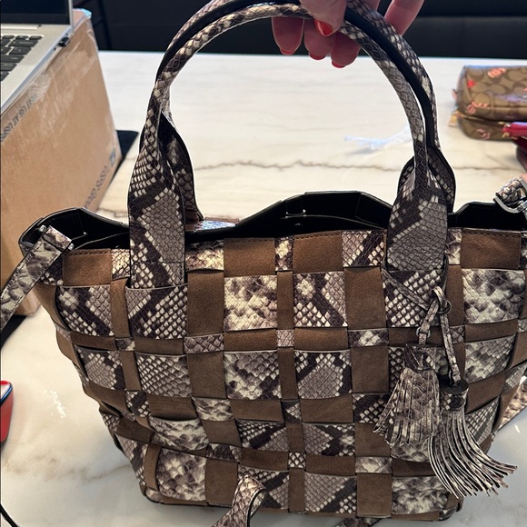 Michael Kors Brown and Tan Snakeskin Tote - Picture 2 of 4